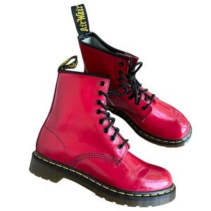 Doc Martens 1460 patent leather cherry red 8-eye boots women size 8